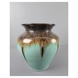 12" Turquoise And Brown Glazed Vase