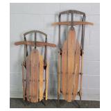 2x The Bid Vintage Wooden Sleds