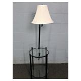 2 Tier Glass Shelf Table Floor Lamp