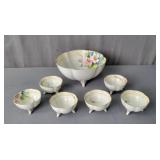 7pc Footed Bowl & Salt Cellars