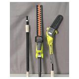 2x The Bid Ryobi Cordless Pole Hedge Trimmer & Saw