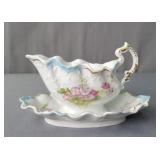 Antique Porcelain Two Piece Gravy Boat