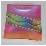 Signed Colorful Art Glass Display Plate