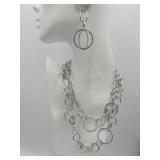 Signed Jc 34in Necklace And Matching Drop Dangle