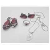 Red And Clear Rhinestone Jewelry Lot