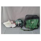 14 Lb. Laser Bowling Ball W/linda Bag & Mens Shoes