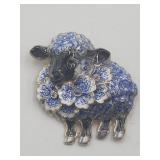 Blue White Sheep Lamb Brooch Pin