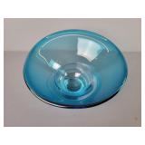 Signed Blue Art Glass Bowl