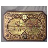 Masketeers Vintage Wood Frame Map Plaque