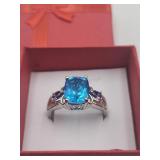 Blue & Purple Cocktail Statement Ring Sz 11
