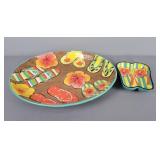 Clay Art Hand Painted Flip Flop Platter & Plate