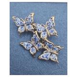 Blue White Enamel Butterfly Brooch Pin