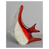 Clear Red & White Art Glass Tropical Fish