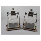 2x The Bid Glass & Metal Candle Holders