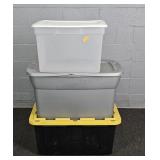 Lot Of 3 Xxl, L & Med Stor Totes W/lids