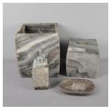 4 Pc Vintage Geniune Marble Bathroom Set
