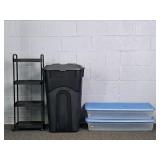 Lot Of 4 Hypertough & More 32 Gal Rolling Trashcan