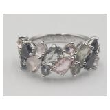 Bomb Party Multi Lab Created Gemstone Ring Sz 8