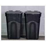 2x The Bid Hypertough Hinged Lid 32gal Plastic Can