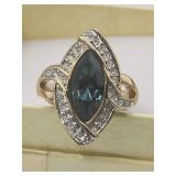Blue And Cz Cocktail Statement Ring Sz 10