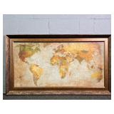 Antique Style Framed World Map