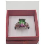 Mystic Topaz Cocktail Statement Ring Sz 10