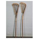 2x The Bid Vintage Wooden Lacrosse Stick