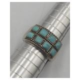 Sterling Silver Turquoise Ring Sz 8 Tw 6.7g