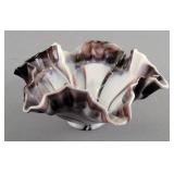 Vintage Ruffled Slag Glass Bowl