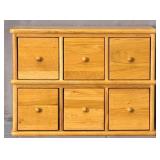 Oak 6 Drawer Desk Top Storage