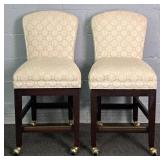 2x The Bid Wood Frame Upholstered Rolling Chairs