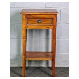 Solid Pine 2 Tier Stand W/ Drawer