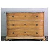 Stone Top Pine French Country Style 3 Drawer Chest