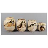 4 Pc Vintage Lidded Pottery Canisters