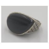 Sterling Silver Onyx Sz 11 Ring Tw 10.3g