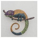 Sparkling Iguana Lizard Brooch Pin Pendant