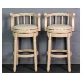 2x The Bid Painted Solid Wood Swivel Barstools