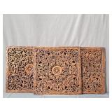3x The Bid Hand Carved Wall Hung Mandala Panels