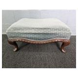 Vintage Carved Mahogany Upholstered Ottoman