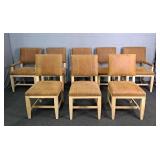 8x The Bid Lexington Wood & Leather Chairs