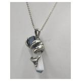 Brazil 925 Sterling Silver Double Dolphin Crystal