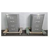 2x The Bid 2 Drawer Metal File Cabinets