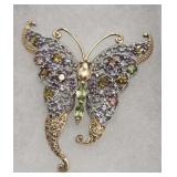 Sterling Silver Rhinestone Butterfly Brooch 14.0g
