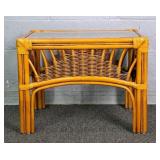 Glass Top Natural Wicker & Rattan Side Table