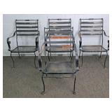4x Bid Painted Wrought Iron Patio Chairs