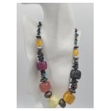 Multi Gemstone Chip Necklace With Large Resin