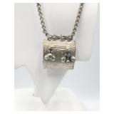 Vtg Tibetan Silver Prayer Box Amulet Necklace .