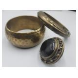 Brass Bangle Bracelets And Brass Onyx Tribal Ring