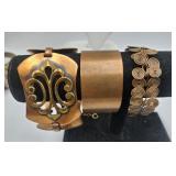 3 Vintage Copper Bracelets Unique Designs