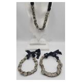 3 Clear Rhinestone Button Necklaces On Velvet